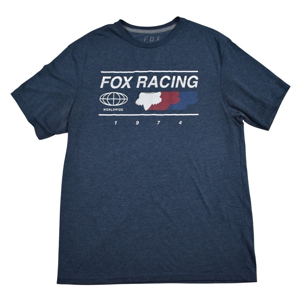Fox Racing T-Shirt Mens Large Slim Fit Blue Graphic Motocross Gorpcore Dirt Bike